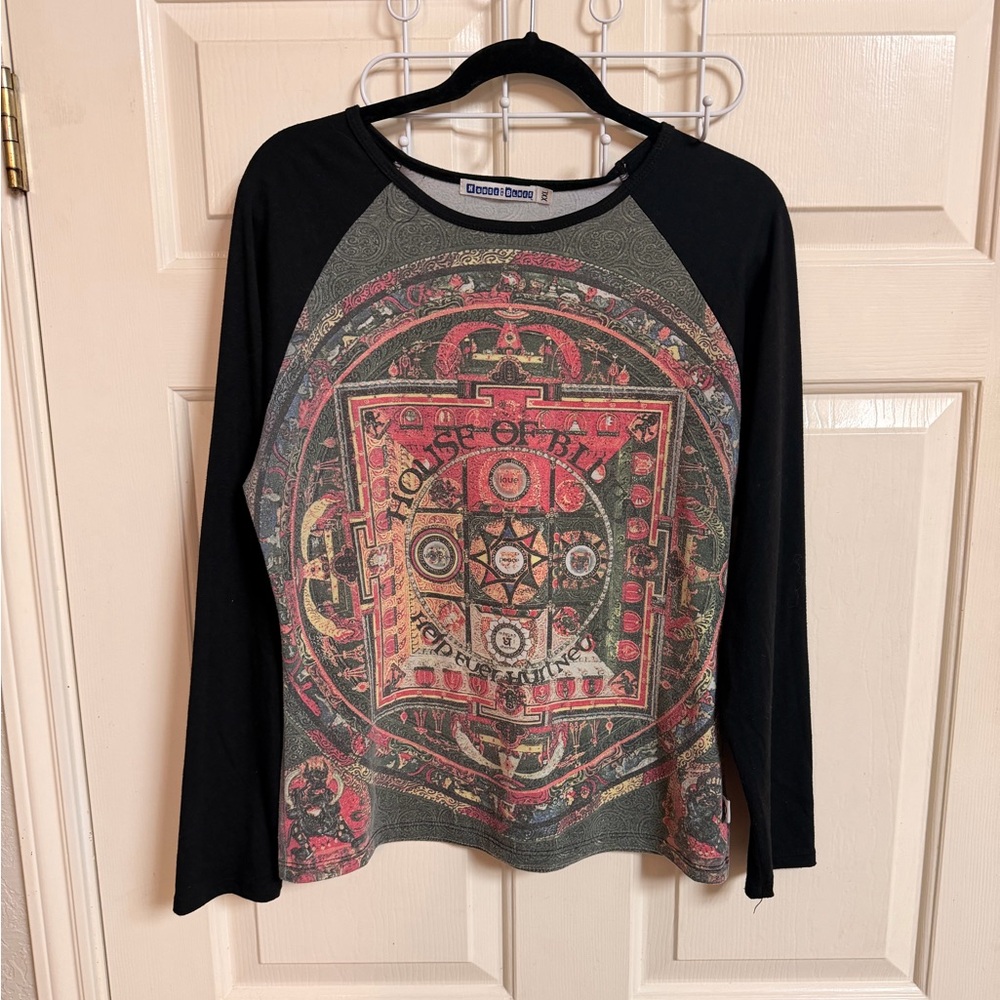 VTG RARE 90s House of Blue Grunge Rock Long Sleeve Graphic Tee